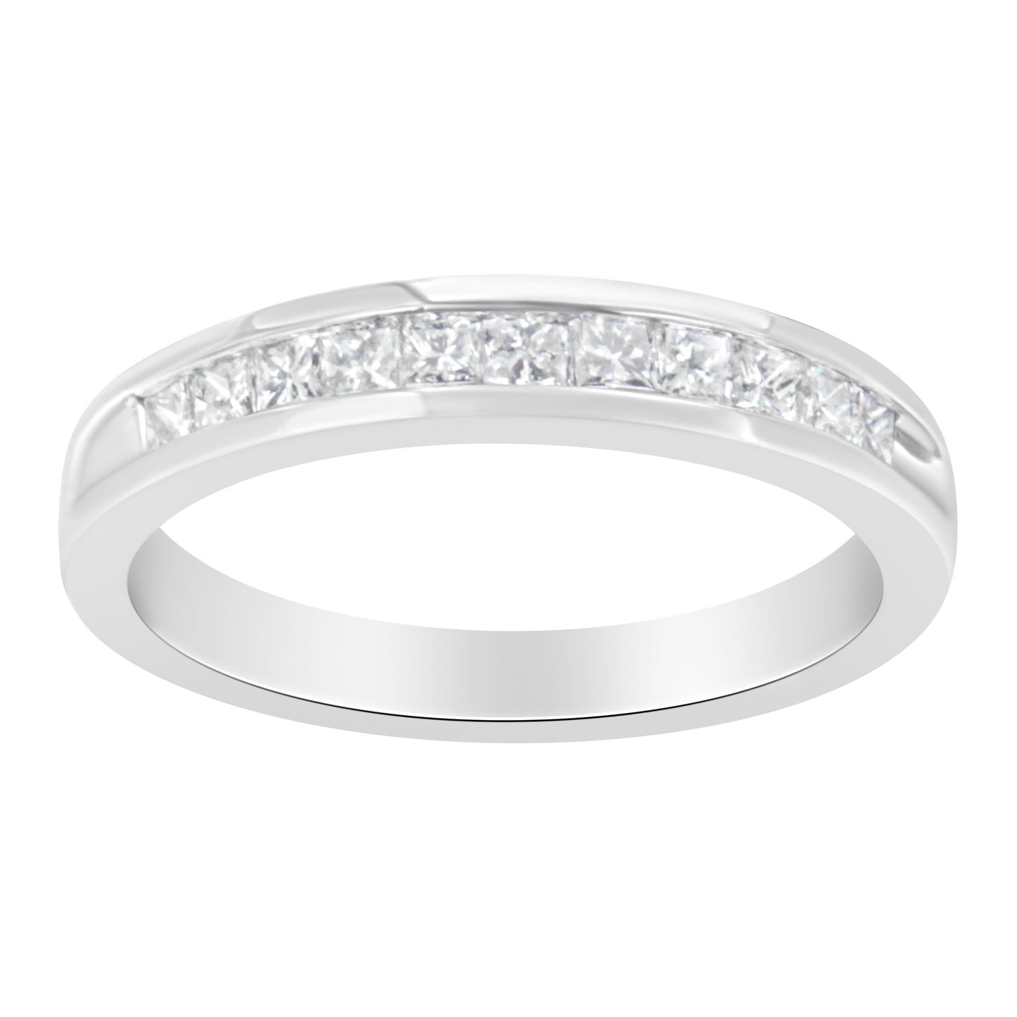 .925 Sterling Silver Princess-Cut Diamond Half-Eternity Band Ring - Size 6