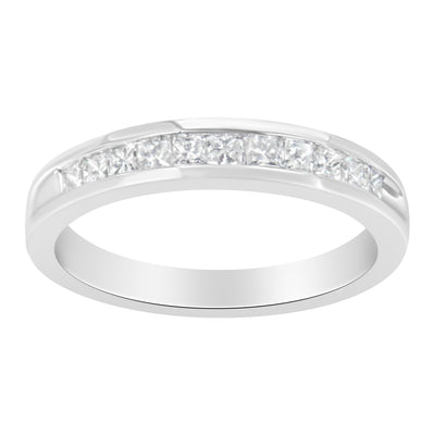 Bague de mariage en or blanc 18K avec diamant taille princesse certifié IGI 1/2 Cttw