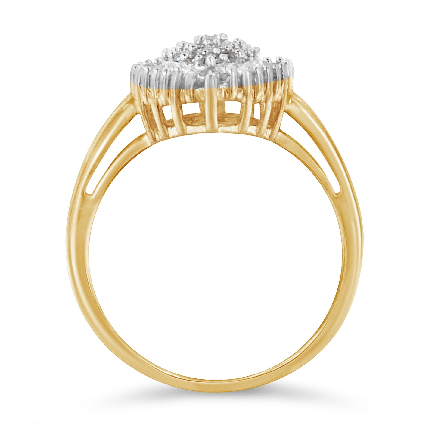 Anillo de cóctel de diamantes en oro amarillo de 10 quilates - Talla 4-1/4
