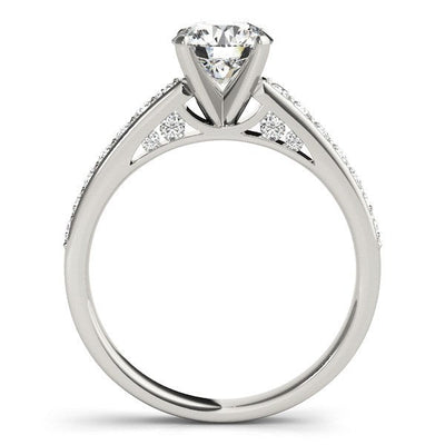 Anillo de Compromiso de Diamantes en Oro Blanco de 14k con Fijación de Garra en Fila Única