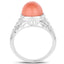 Bague en argent sterling avec pierre de lune pêche de 6,00 carats
