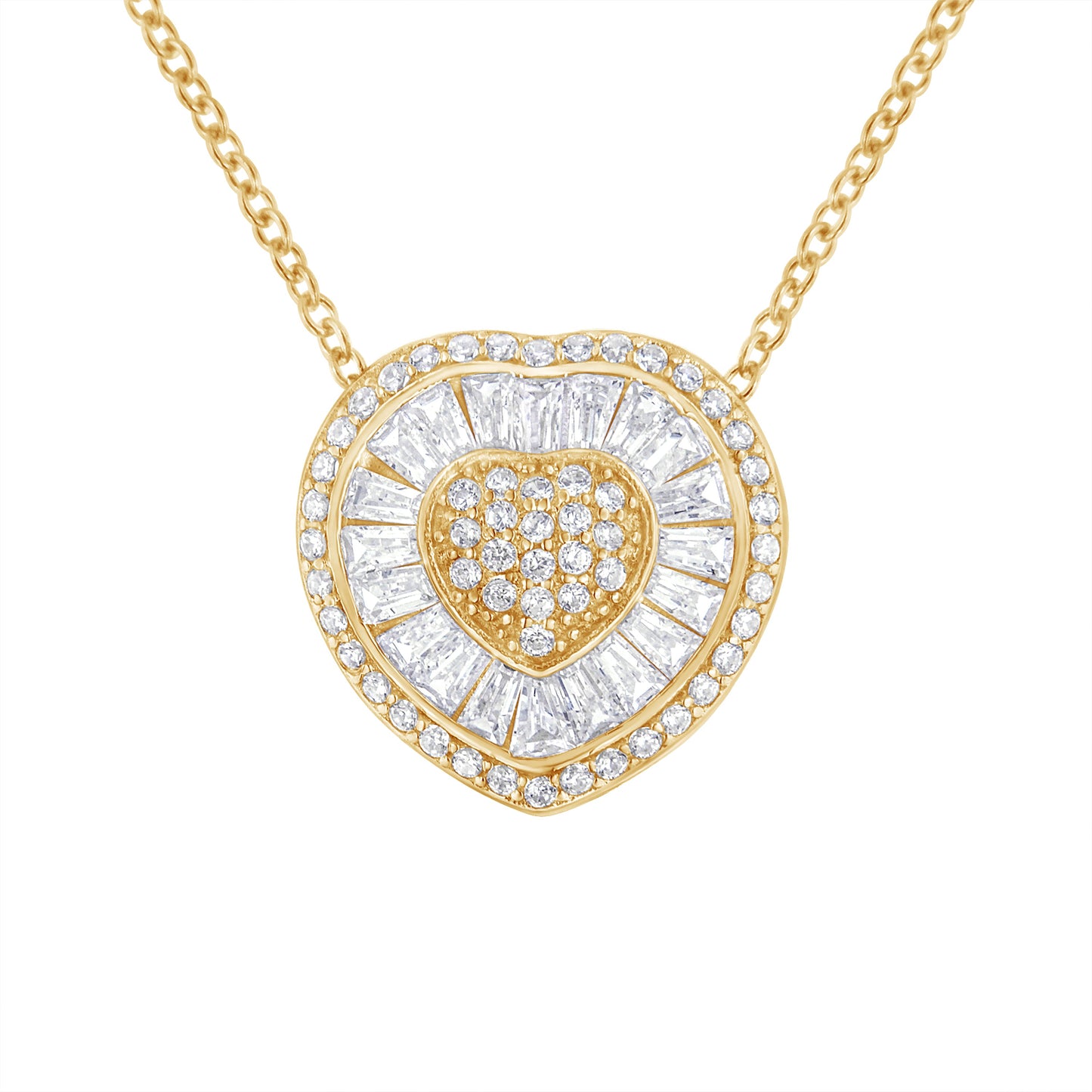 Collar de Pendiente de Corazón de Diamante de Oro Amarillo de 10KT