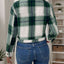 Veste Boutonnée Vert Foncé Chic avec Nœud et Poches