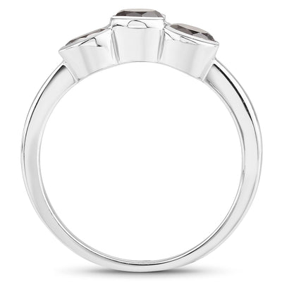1.22 Carat Genuine Black Diamond Sterling Silver Engagement Ring
