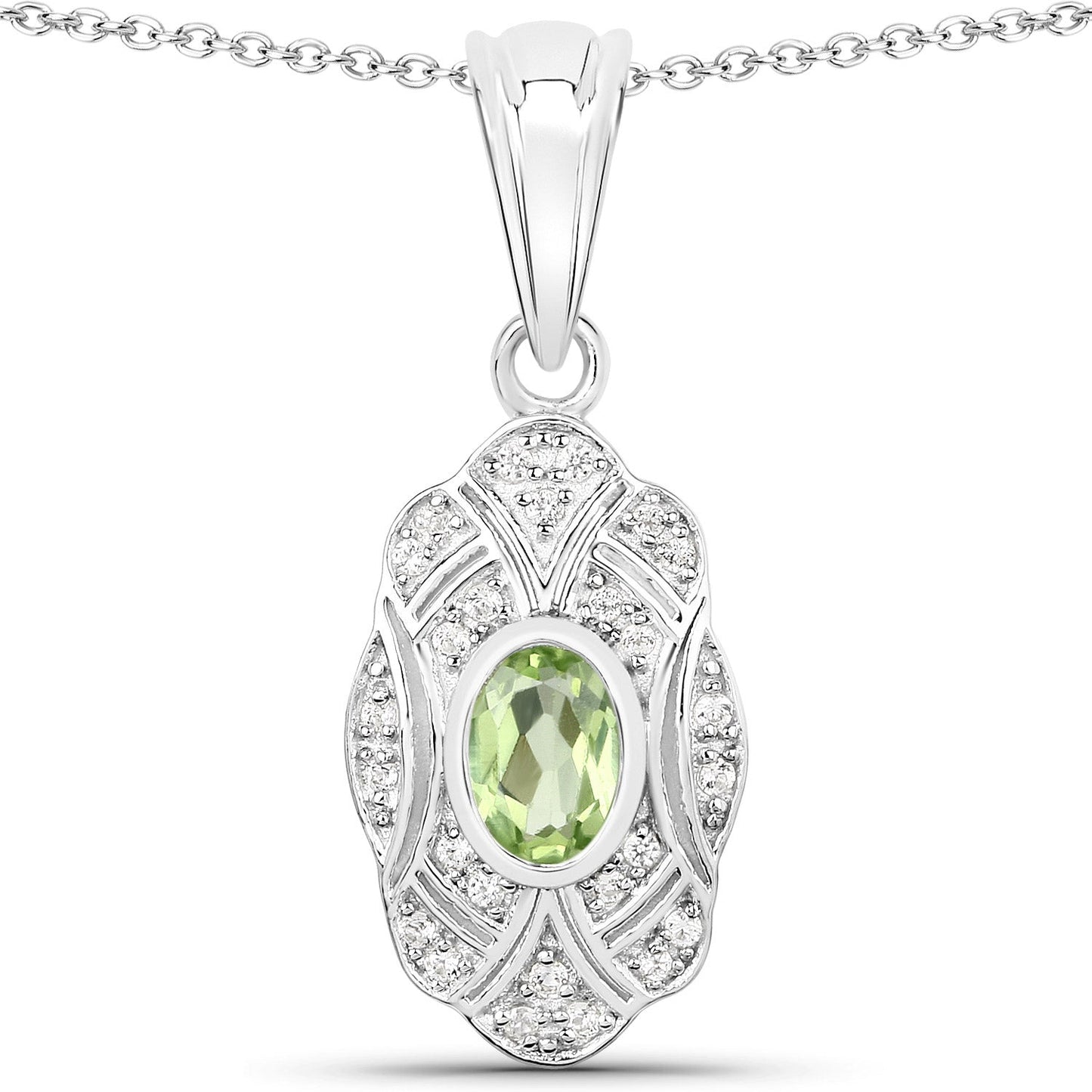 Colgante de Peridoto y Topacio Blanco de 0.55 Quilates en Plata de Ley