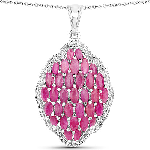 Colgante de Rubí Genuino de 4.46 Quilates en Plata Esterlina .925