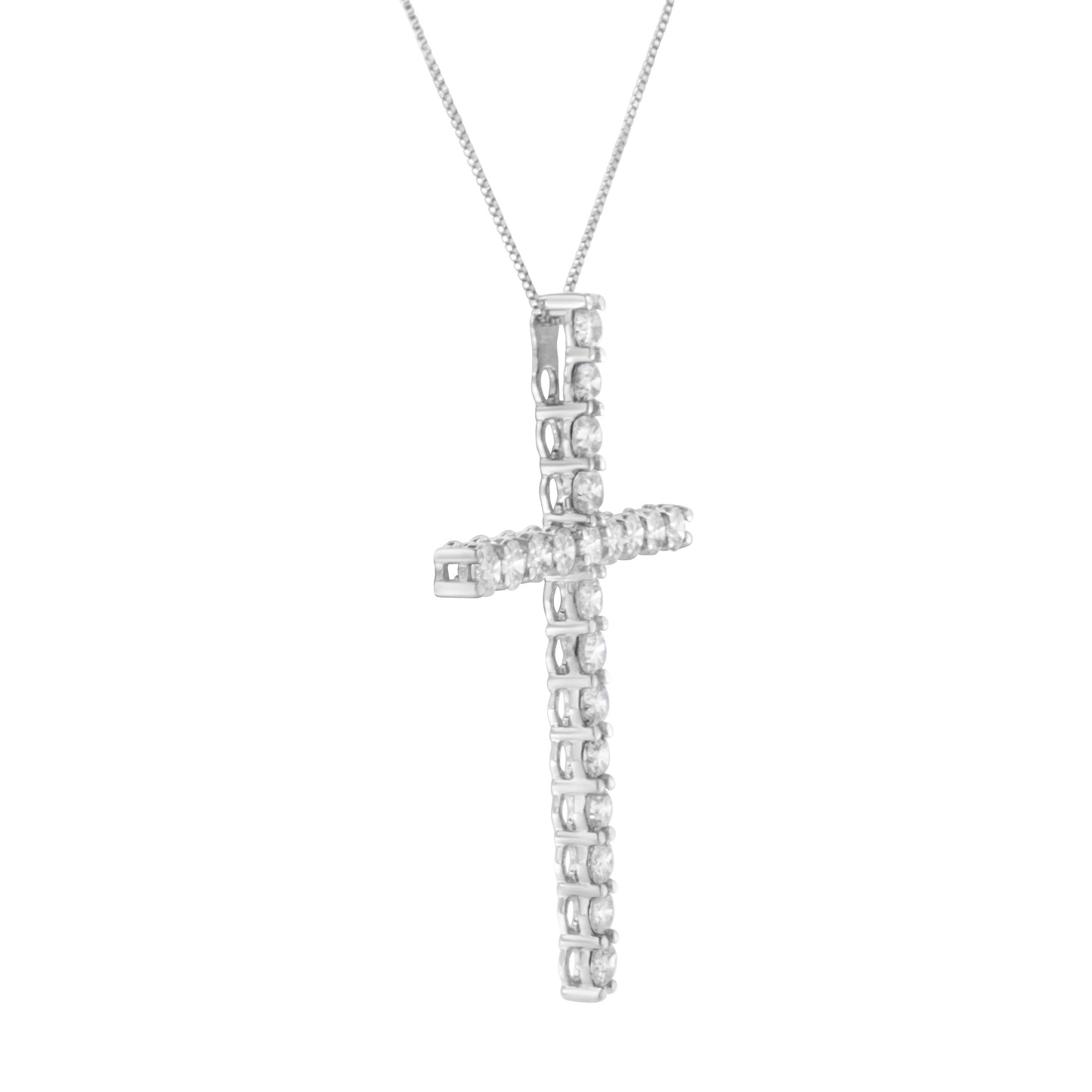 Collar con Colgante de Cruz de Diamante de Plata Esterlina .925 - 18"