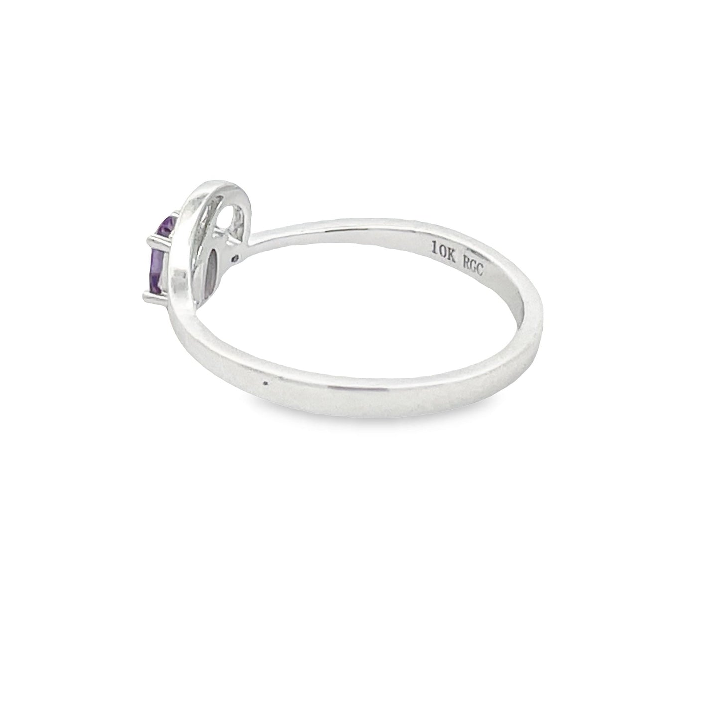 Natural Amethyst and Diamond Ring in 10KT White Gold