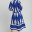 Vestido Midi Notched Impreso Azul Real - Elegante y Atemporal
