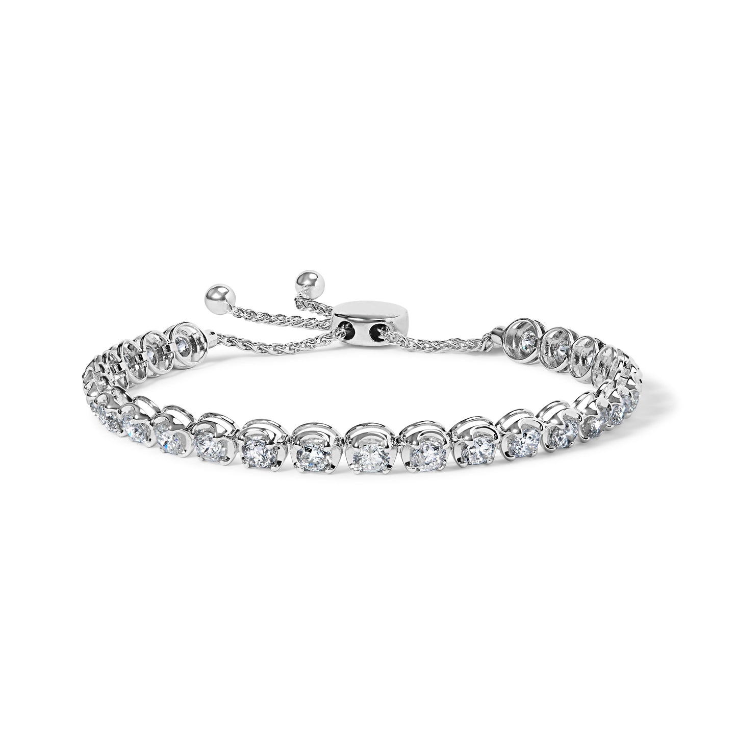 Pulsera de Tenis Ajustable Bolo de Oro Blanco de 14K con Diamantes