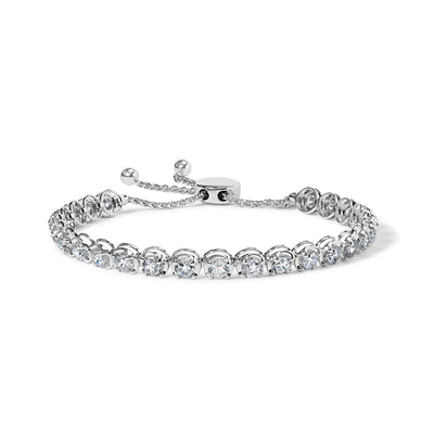 Pulsera de Tenis Ajustable Bolo de Oro Blanco de 14K con Diamantes