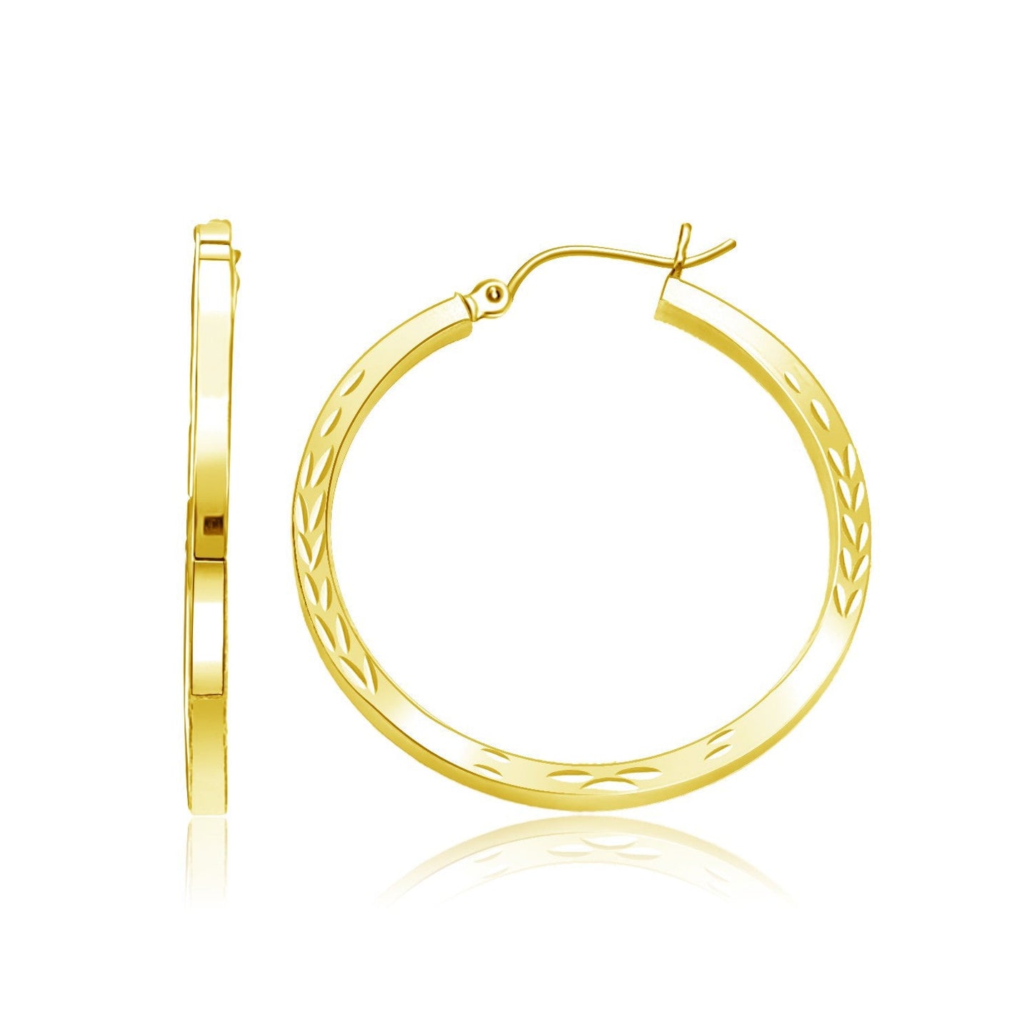 Boucles d'oreilles créoles en or jaune 14 carats avec taille diamant