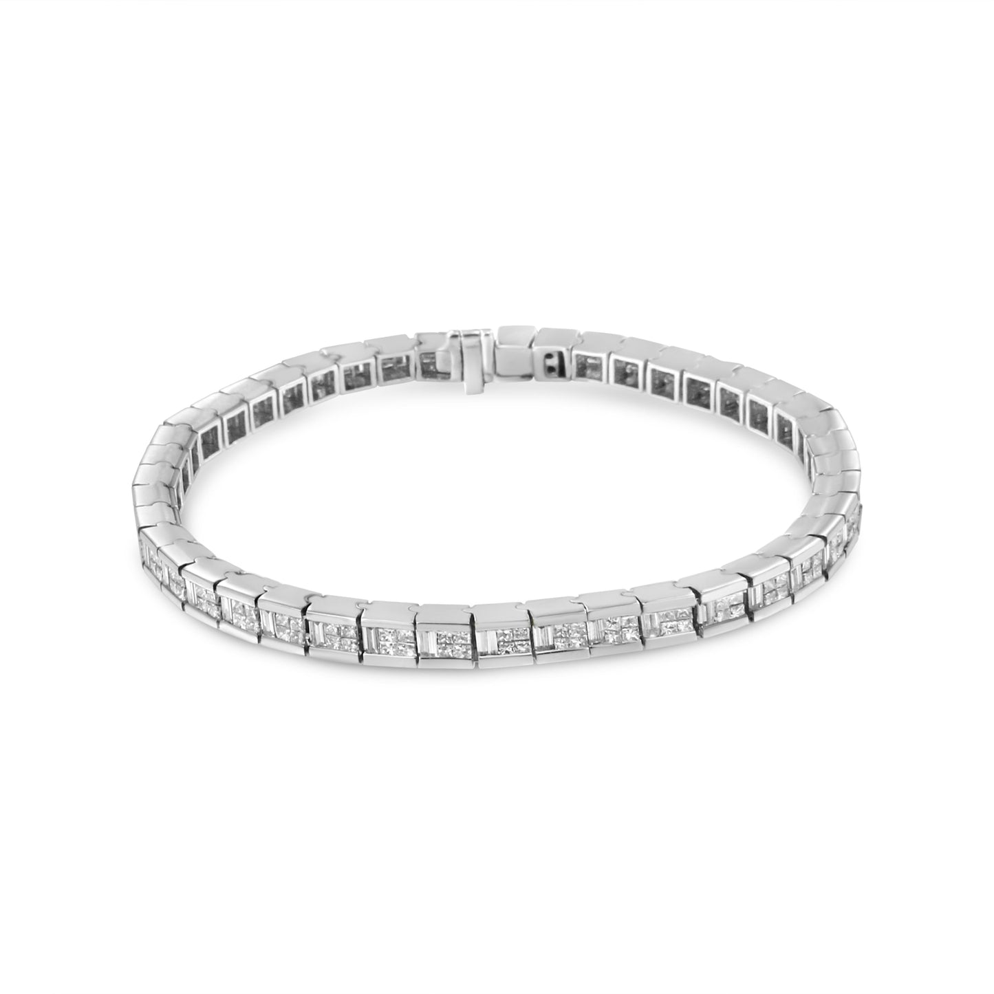 14K White Gold Diamond Tennis Bracelet - 4 3/8 Cttw, Size 7"
