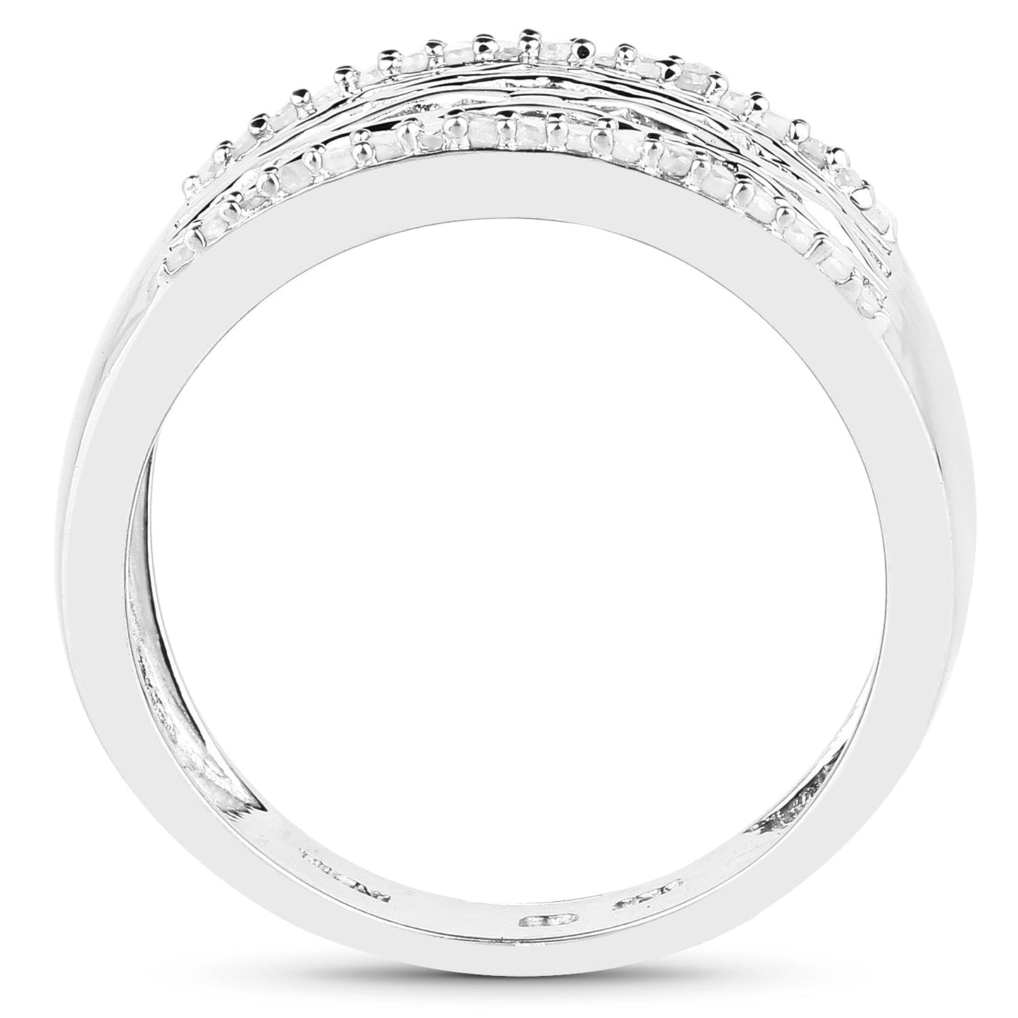 0.41 Carat Genuine White Diamond Sterling Silver Engagement Ring