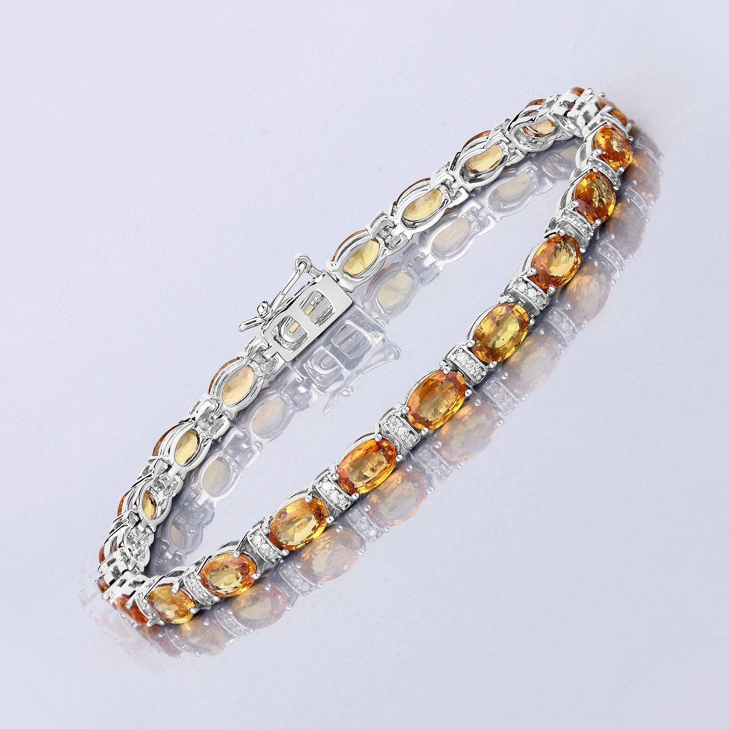 Pulsera de Zafiro Naranja y Diamante de 12.33 Quilates