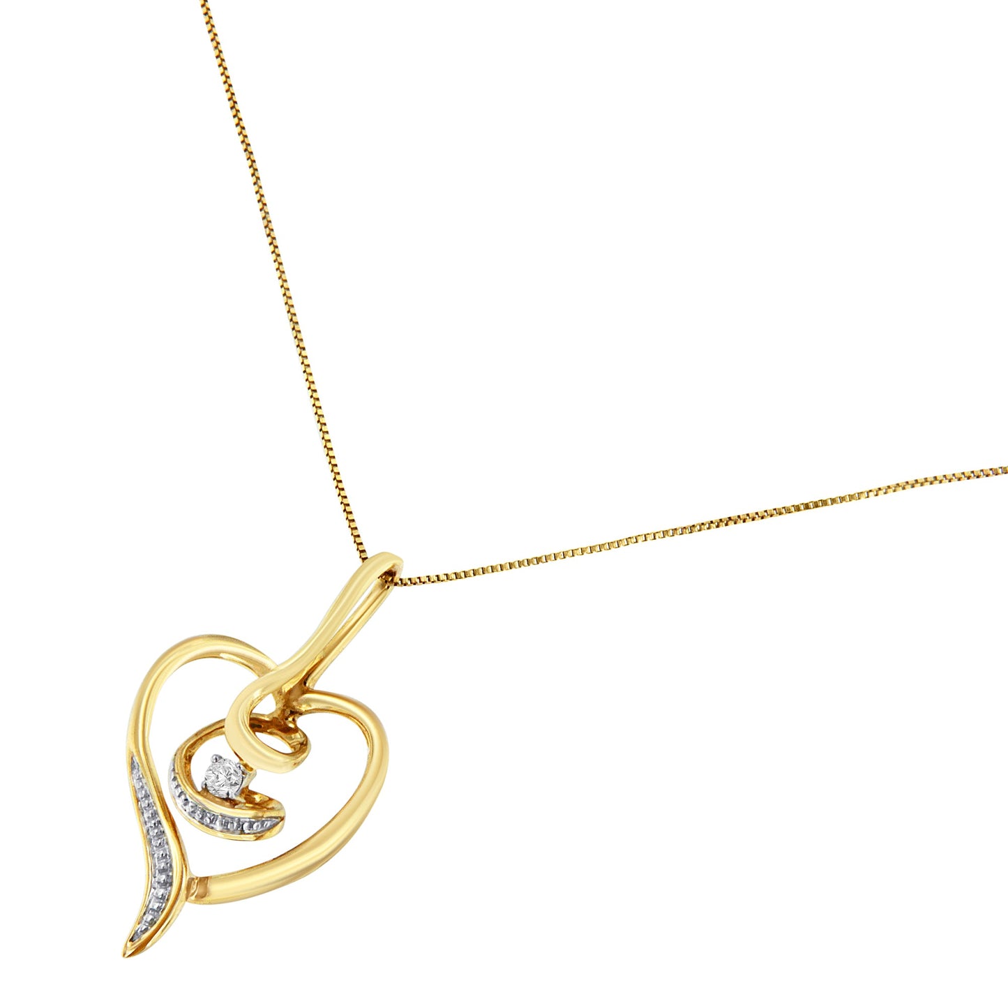 Espira 10K Yellow Gold Diamond-Accented Heart Pendant Necklace
