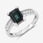 Anillo de 1.91 quilates de turmalina verde y diamante en oro blanco de 14 quilates
