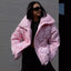 Baggy Matte Glossy Lapel Cotton-Padded Coat