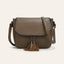 Fashionable Flip-Top Saddle Bag with Tassels