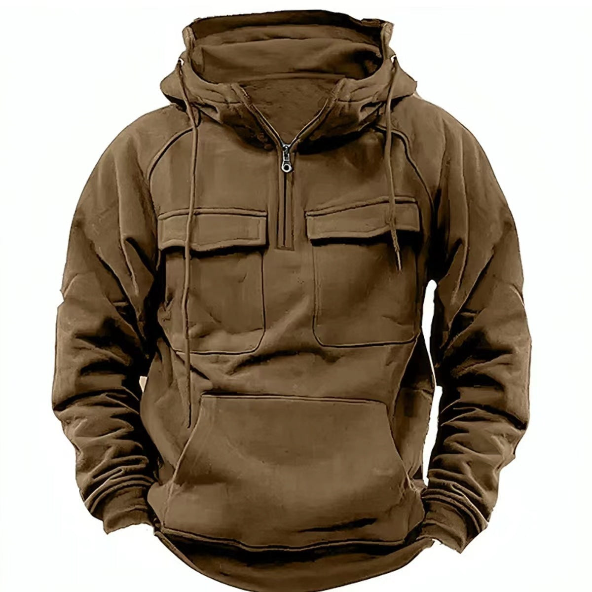 Hoodie zippé décontracté pour homme avec cordon et poche