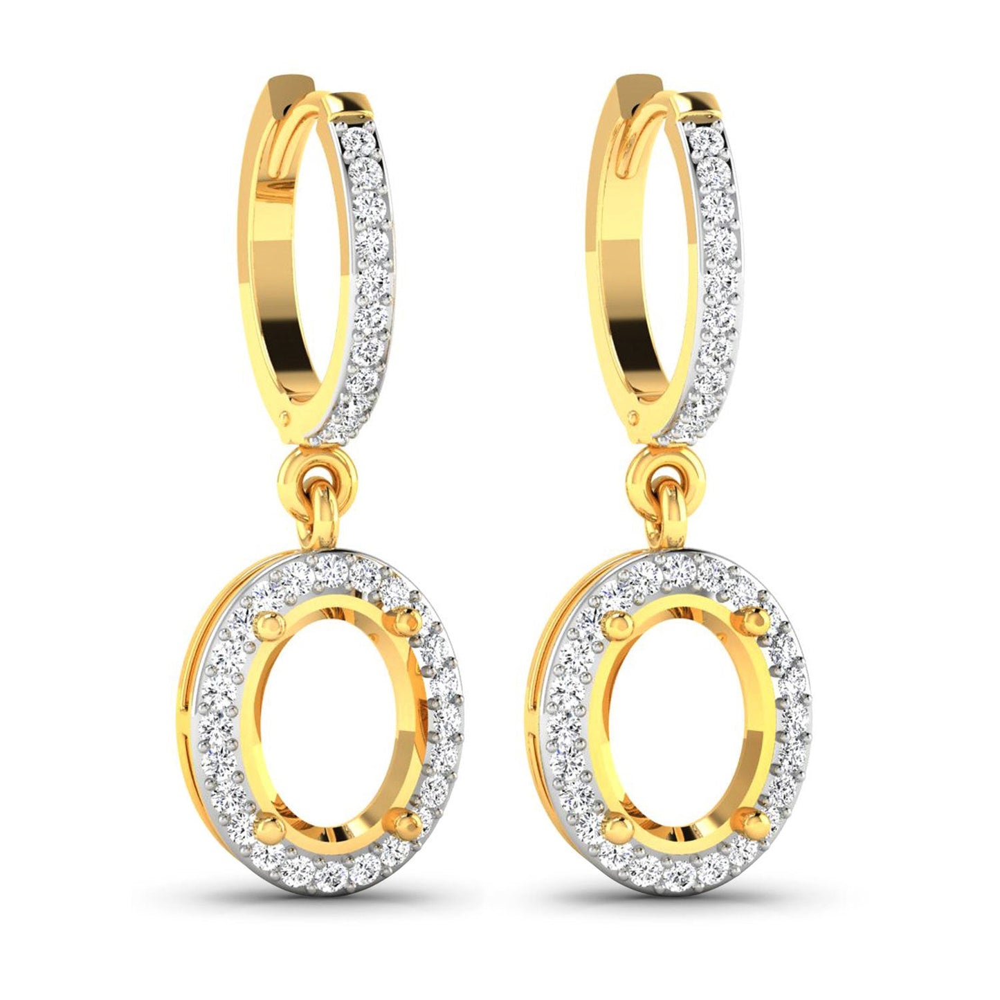 Boucles d'oreilles Halo en or jaune 14K avec 0,32 carat de diamants véritables