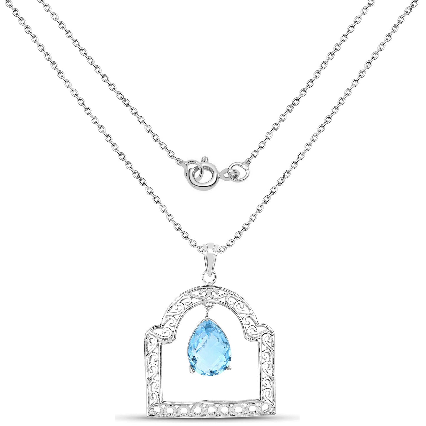 Pendentif en topaze bleue suisse de 10,50 carats en argent sterling