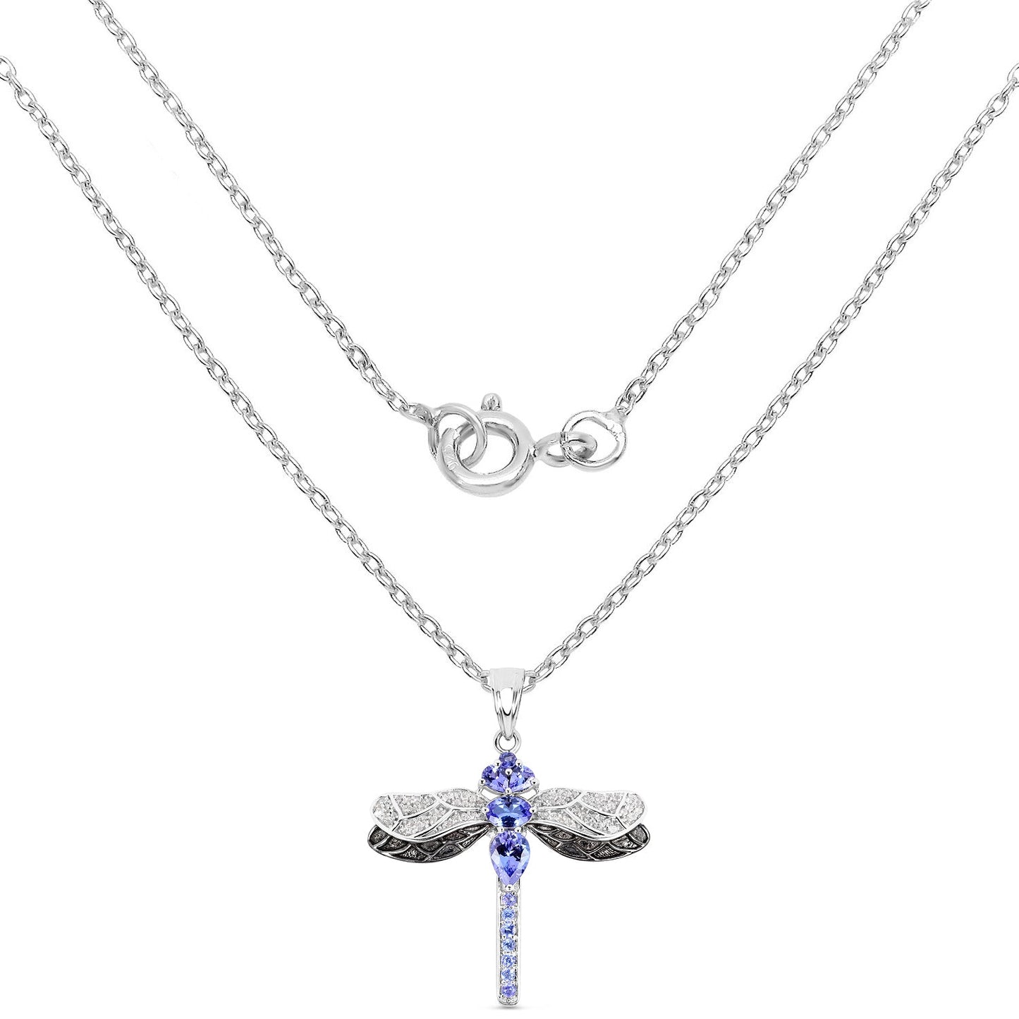 Colgante de Plata Esterlina con Tanzanita y Topacio Blanco de 1.93 Quilates