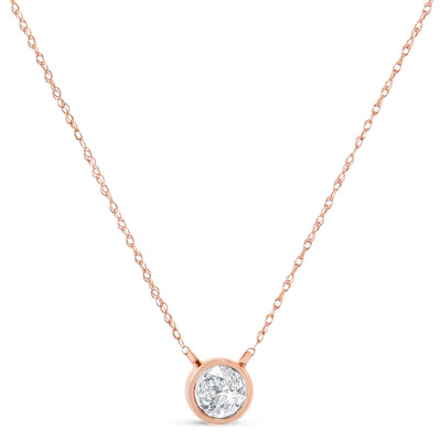 Collier Pendentif Solitaire en Diamant en Or Rose 10K Certifié AGS