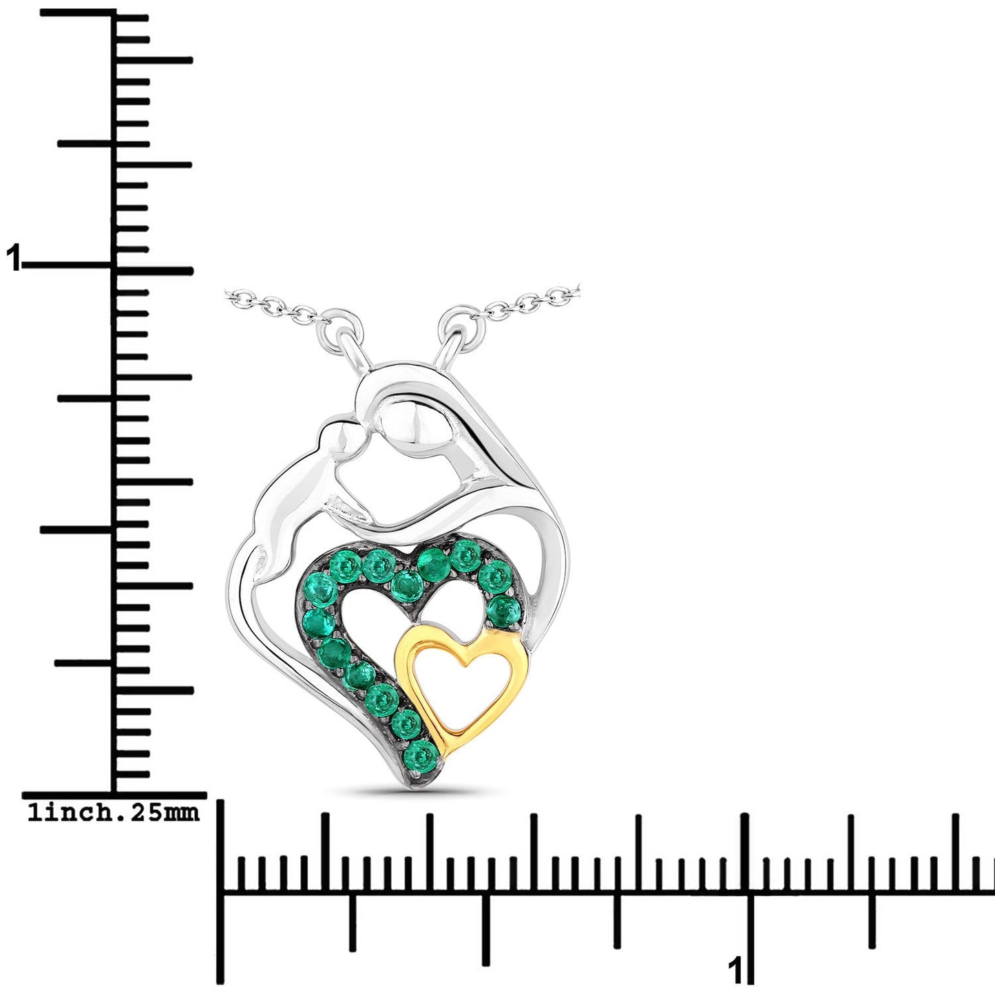Pendentif en argent sterling .925 avec émeraude véritable de 0,24 carat