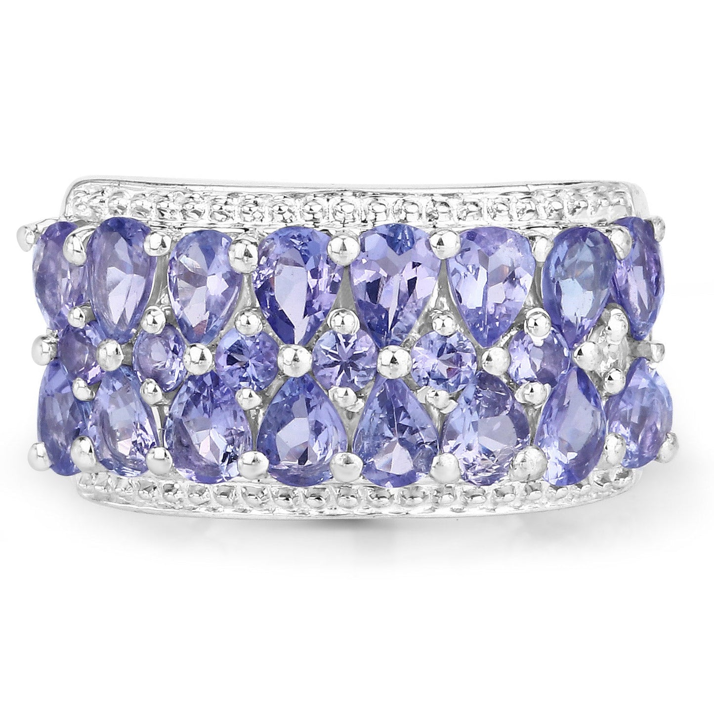 2.59 Carat Genuine Tanzanite Sterling Silver Engagement Ring