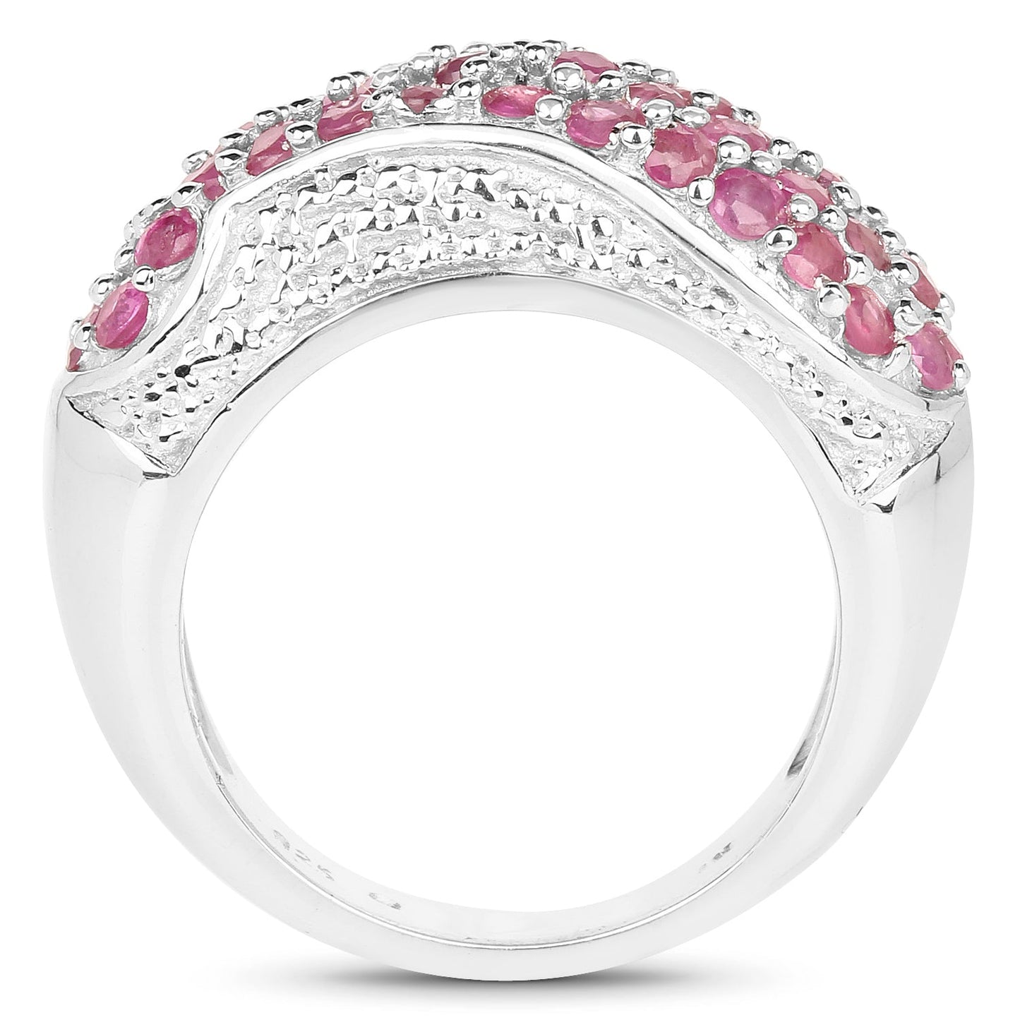1.81 Carat Genuine Ruby and White Zircon Sterling Silver Ring