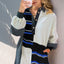 Trendy Striped Half Button Long Sleeve Mini Dress
