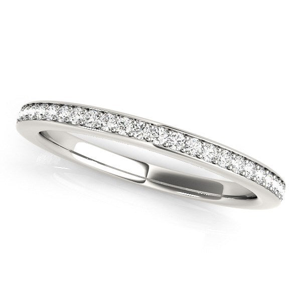 Anillo de boda simple de diamante de oro blanco de 14k