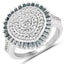0.74 Carat Genuine White and Green Diamond Sterling Silver Ring