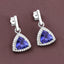 3.86 Carat Genuine Tanzanite and White Diamond Earrings in 14K White Gold