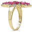Anillo de Clúster de Rubíes Baño de Oro Amarillo de 14K en Plata Esterlina