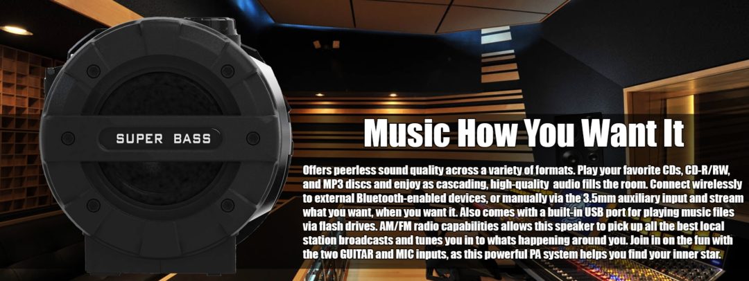 Naxa MP3/CD Boombox Bass Reflex avec Bluetooth