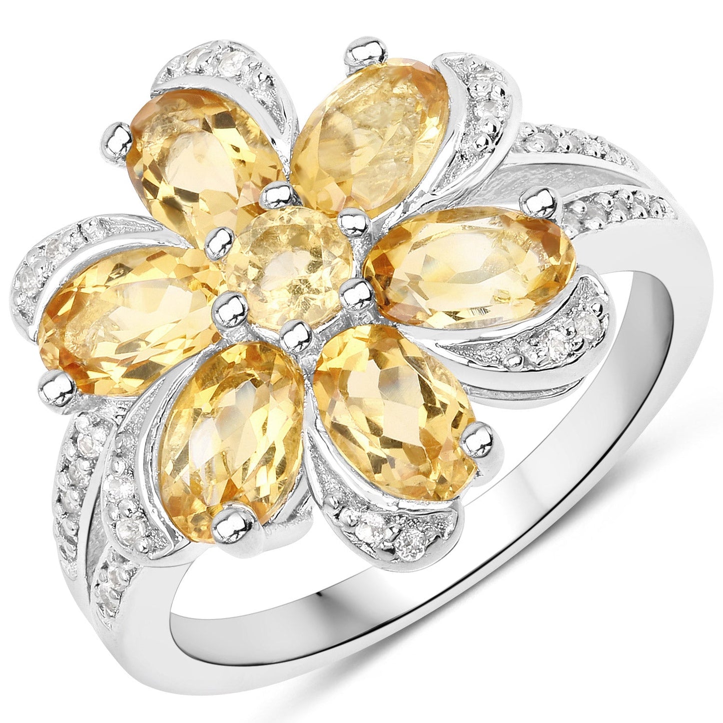 Conjunto de Joyería de Citrino de 7.92 Quilates y Topacio Blanco en Plata Esterlina