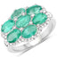 3.33 Carat Zambian Emerald & White Zircon Sterling Silver Ring