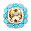 9.26 Carat Genuine Citrine and Turquoise Sterling Silver Ring
