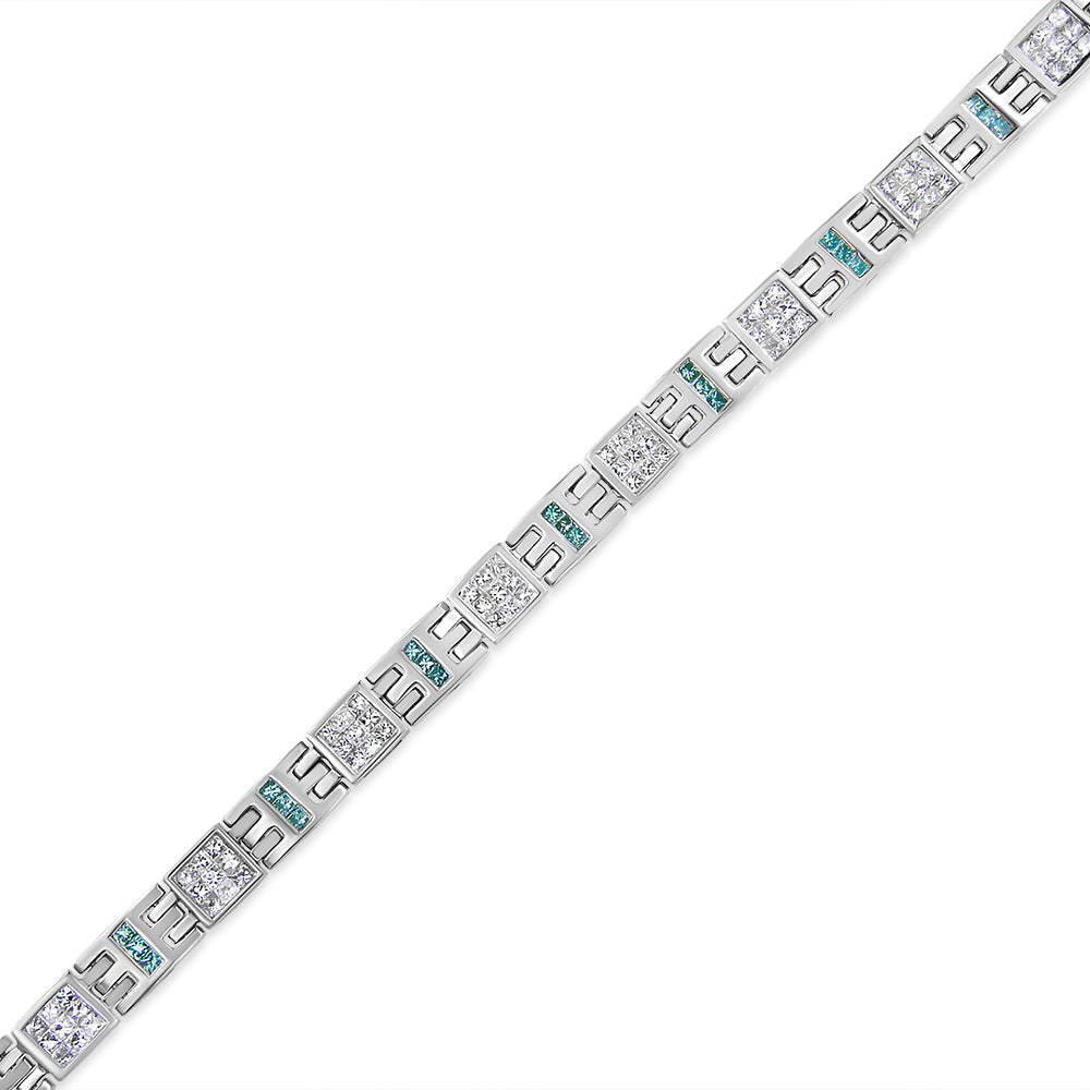 Pulsera de eslabones de diamantes en corte princesa de oro blanco de 14 quilates
