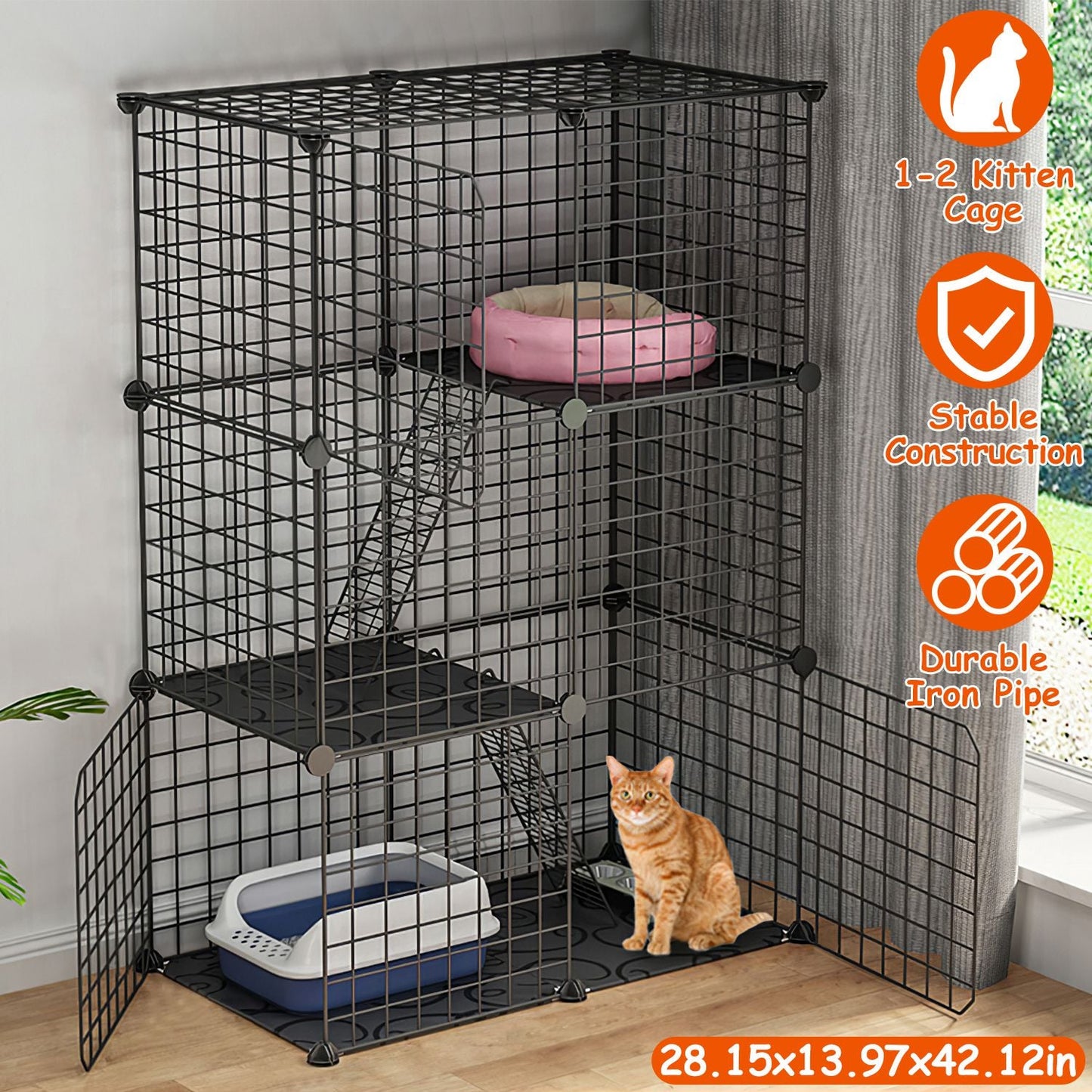 GBruno Parque para Gatos de 3 Niveles - Elegante y Espacioso