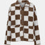 Chaqueta de Teddy de Manga Larga con Botones y Diseño a Cuadros Elegante