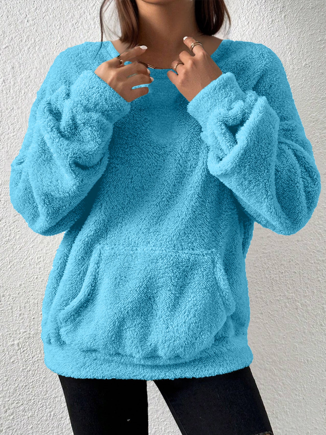 Suéter de Color Sólido de Manga Larga Casual para Mujer