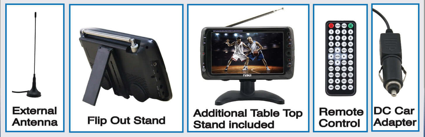 Téléviseur portable Naxa 7" 12 Volts et lecteur multimédia
