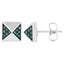 14K White Gold Blue Diamond Pyramid Stud Earrings