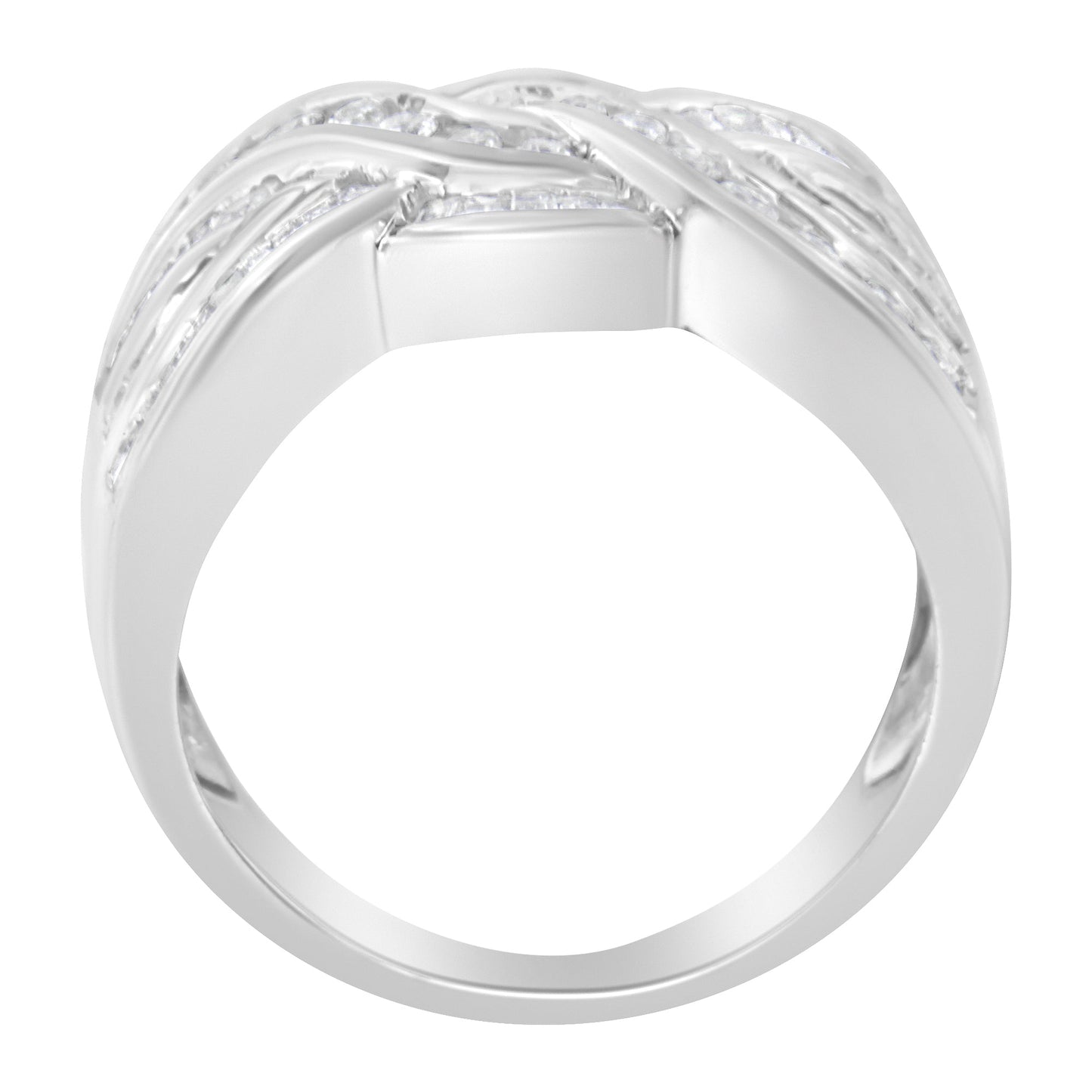 Anillo Bypass de Diamante en Oro Blanco de 10K - Talla 6-3/4