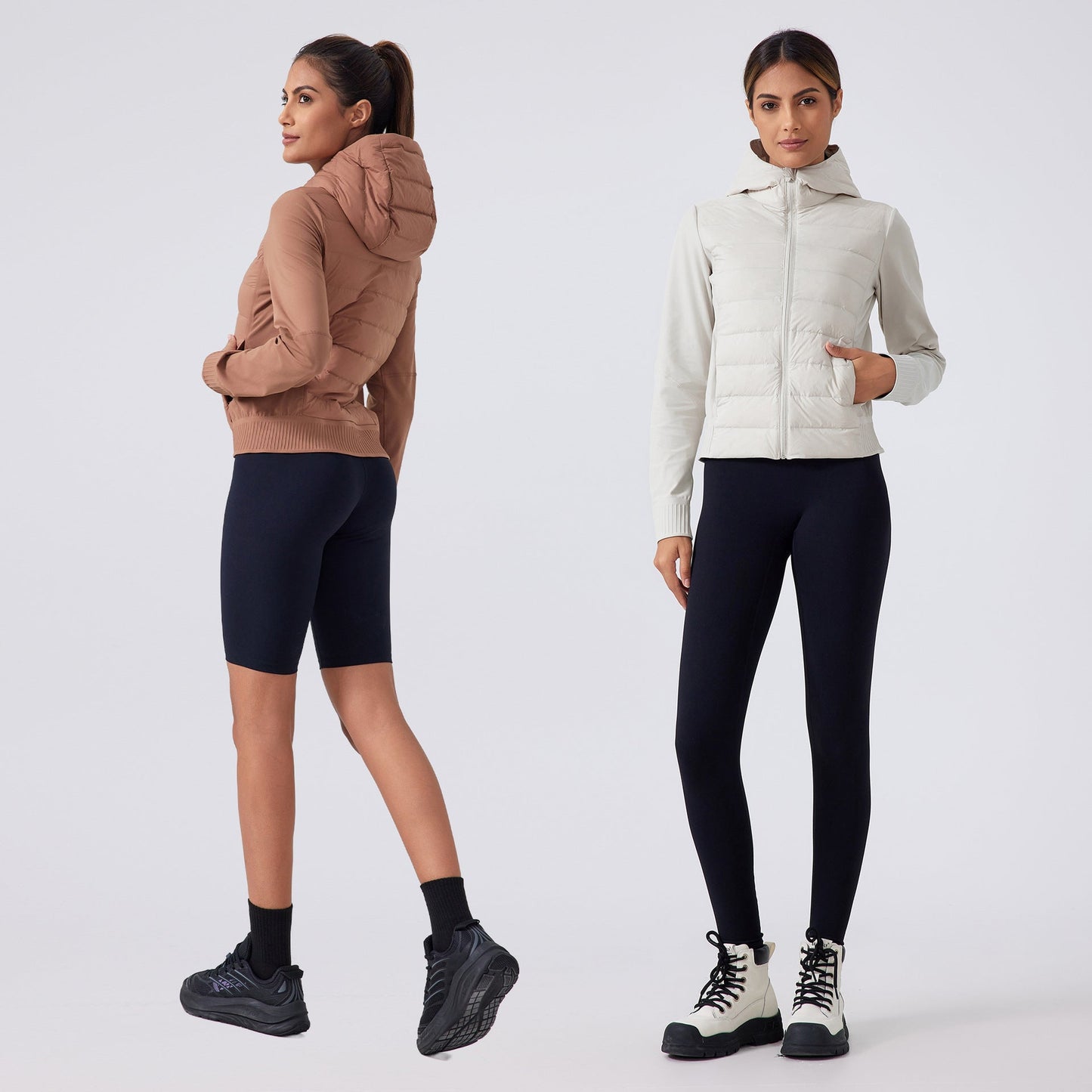 Chaqueta de plumas delgada con capucha para mujer - Impermeable y a prueba de viento