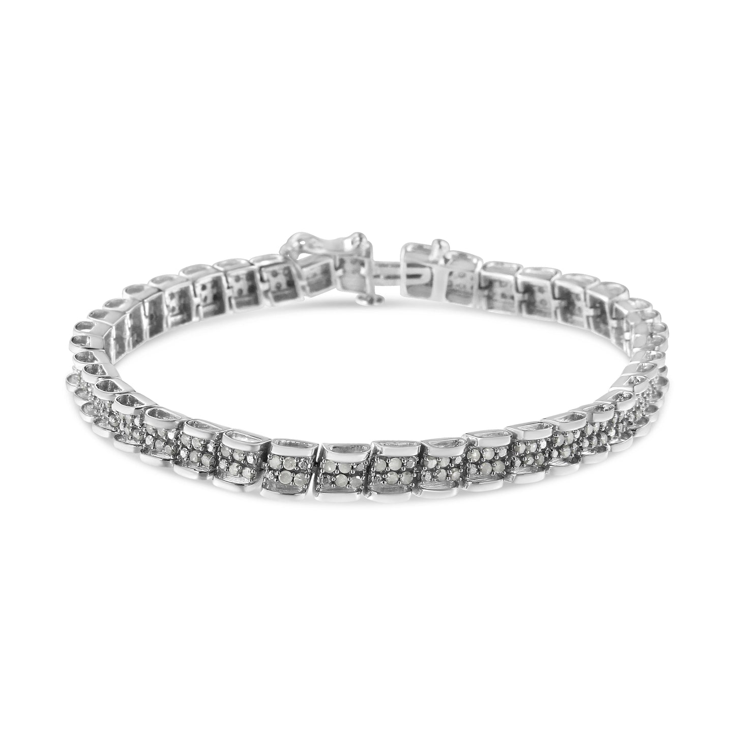 .925 Sterling Silver Diamond Miracle Plate Link Bracelet