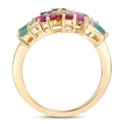 Bague de fiançailles florale multi-stones de 3,65 carats en argent sterling